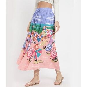 GYPSIEBLU Beach Print Maxi Skirt